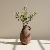 Rustic Tree Style Ceramic Vase Textured Handcrafted 12" tall - Dark Brown