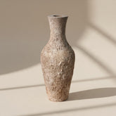 Rustic Hand-Painted Textured Wood Vase 12.5" tall - Earth Brown