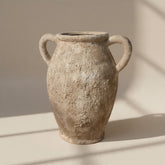 Rustic Hand-Painted Textured Amphora Vase 10" tall - Earth Brown