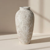 Minimalist Textured Hand-painted Ceramic Vase 17.5" tall - Cream Sand wash