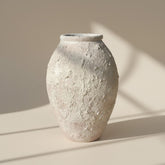 Minimalist Ceramic Vase Textured Hand-Painted 12" tall - Cream Wash
