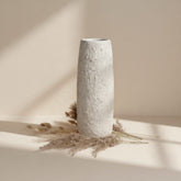 Minimalist Textured Hand-painted Ceramic Vase 15" tall - Cream Sand wash