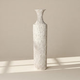 Minimalist Hand-painted Metal Textured Decorative Floor Vase 30" - Cream wash