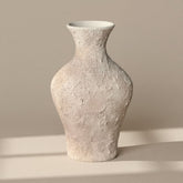 Minimalist Textured Hand-painted Ceramic Decorative Vase 11" - Cream wash