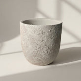 11" tall Minimalist Hand-Painted & Textured Planter Pot with drainage hole - Cream Sand wash