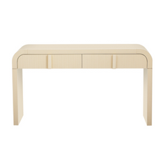Modern Console Table with 2 Storage Drawers, Fluted Entryway Table with Rounded Silhouette for Hallway Living Room and Entryway (Apricot Cream)