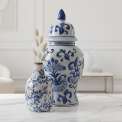 French Provençale Style Jar with Lid with small vase