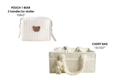 Set of 2 Pouch Bag for Stroller and Caddy Diaper Bag for Baby Essentials - Cream