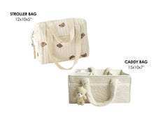 Set of 2 Stroller Bag and Caddy Diaper Bag for Baby Essentials - Cream