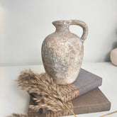 Rustic Ceramic Vase Textured Handcrafted 7" tall - Brown