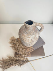 Rustic Ceramic Vase Textured Handcrafted 7" tall - Brown