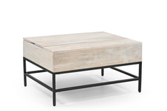 Modern Whitewashed Lift Top Coffee Table