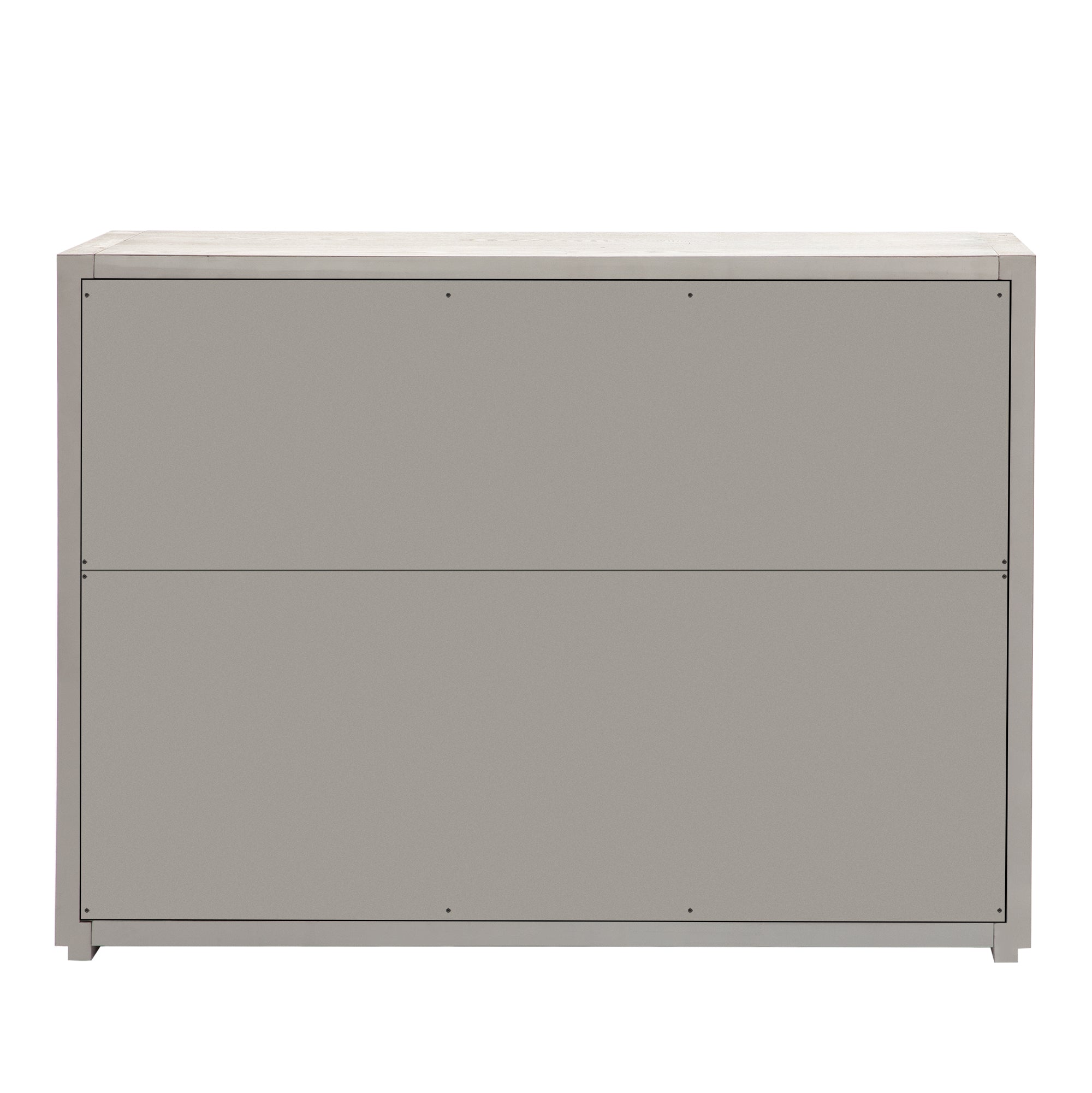 Wood Storage Cabinet with Three Tempered Glass Doors and Adjustable Shelf (Grey)
