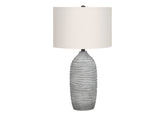 27"H Table Lamp, Grey Resin, Ivory / Cream Shade, Modern