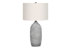 27"H Table Lamp, Grey Resin, Ivory / Cream Shade, Modern