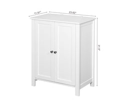 Bathroom Floor Storage Cabinet with Double Door Adjustable Shelf - White