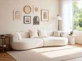 Modern Curved Sofa Sectional,122'' Arc 4-Seater Foam Couch Compressed in-a-Box, Boneless Cloud Couch with Extra-Deep-Wide Seats in Comfortable