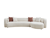 132' Curved Boucle Sectional Sofa, Oversized L-Shaped Modern Cloud Couch with Solid Wood Frame, Deep Seat Upholstered Sofa with Throw Pillows, Light Beige Contemporary Living Room Furniture