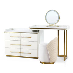 Modern Elegant 6-Drawer Dressing Table Set - Cream