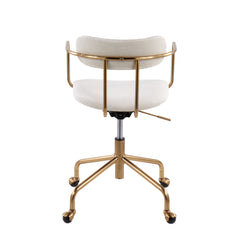 Contemporary Office Chair - Gold Metal and Cream Velvet