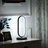 14" Modern Matte Black Oval Led Contemporary Metal Table Lamp