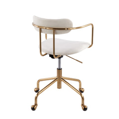 Contemporary Office Chair - Gold Metal and Cream Velvet