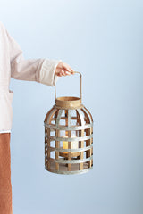 Decorative Wooden Lantern with Handle for Indoor/Outdoor