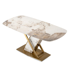 Modern Brilliant Sintered Stone Dining Table 63x35.4x29.5inch