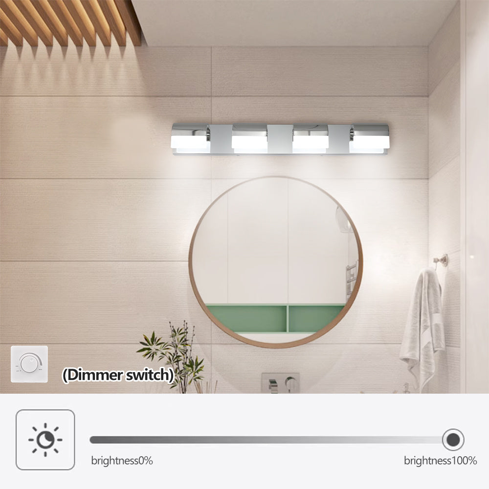 Modern Bathroom Vanity Lighting 4-Light LED Vanity Lights Over Mirror Bath Wall Lighting - Chrome