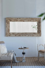 Full Length Rectangle Floor Mirror with Distressed Wood Frame 39x3.5x75"