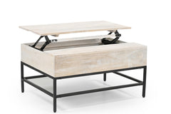 Modern Whitewashed Lift Top Coffee Table