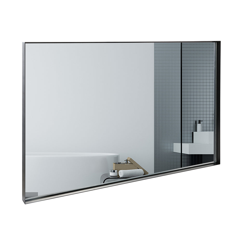 Black Rectangular Bathroom Mirror Square Angle Metal Frame 36x24inch (Horizontal & Vertical)