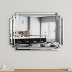 Large Wall-Mounted Silver Decorative Rectangular Wall Mirror