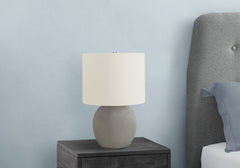Table Lamp 20"H, Grey Concrete, Ivory / Cream Shade, Contemporary