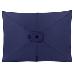 Rectangular Patio Umbrella 6.5 ft. x 10 ft. with Tilt, Crank and 6 Sturdy Ribs for Deck, Lawn, Pool Navy Blue