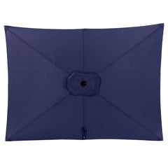 Rectangular Patio Umbrella 6.5 ft. x 10 ft. with Tilt, Crank and 6 Sturdy Ribs for Deck, Lawn, Pool Navy Blue
