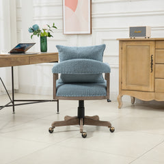 Office Chair Adjustable Swivel Chair Fabric Seat Home Study Chair - Light Blue