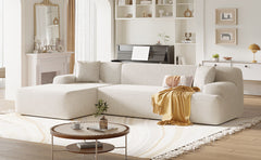 Modern Large L-Shape Modular Sectional Sofa 2 Piece Free Combination Simplified Style - Beige