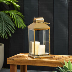 Elegant Stainless Steel Lantern Gold 16"H