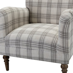 Farmhouse Style Amchair - Plaid Grey
