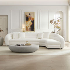 125.2 inch Mordern Curved L-Shaped Modular Sofa with Comfort Pillows,Upholstered Comfy Couch,Sectional Sofa for Living Room,Office