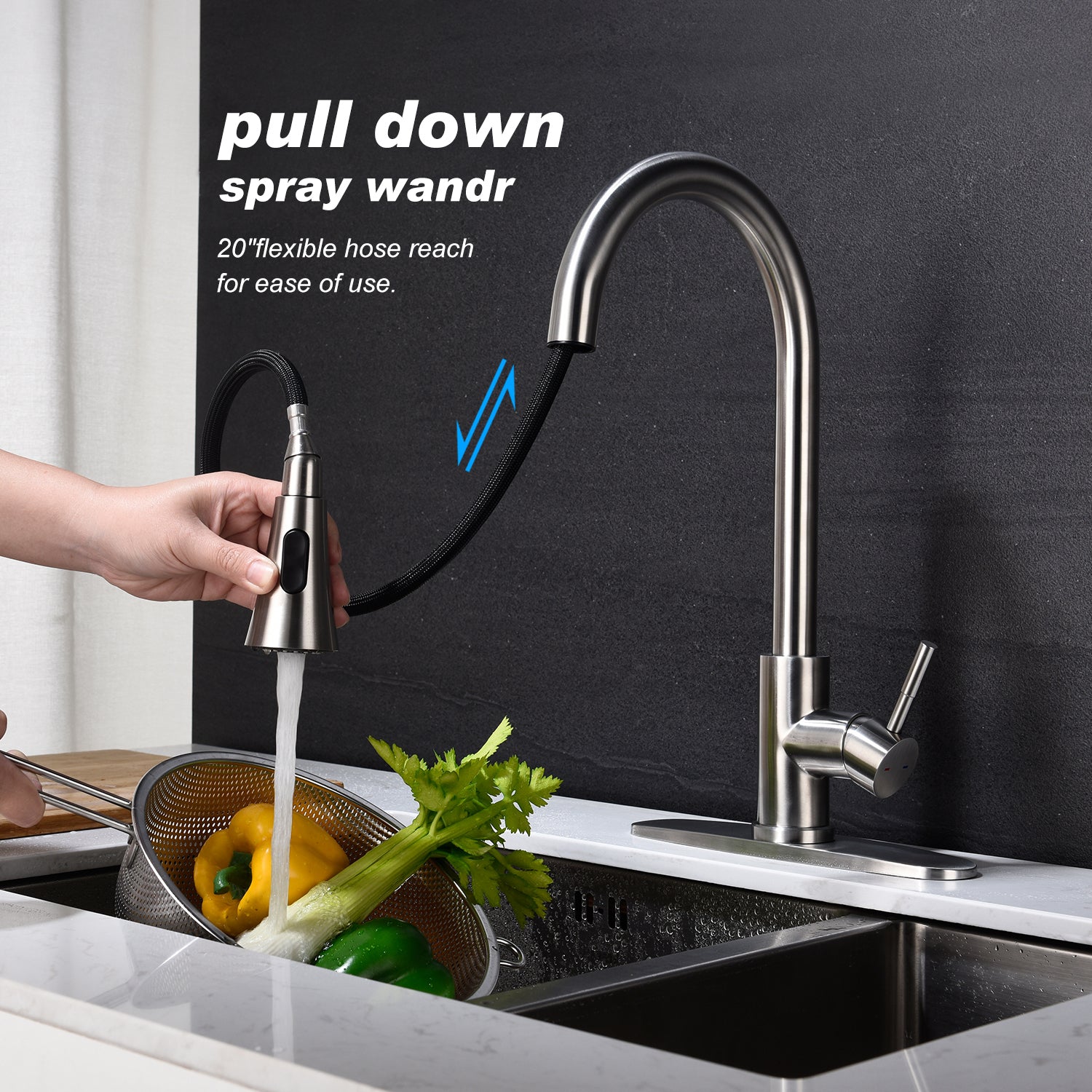Kitchen Faucet with Pull Out Sprayer - Brushed Nickel