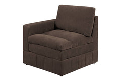 Contemporary 6pc Set Modular Sectional Set 2x One Arm Chair / Wedge 2x Armless Chairs 2x Ottomans - Mink Color