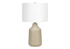 24"H, Table Lamp, Beige Concrete, Ivory / Cream Shade, Contemporary