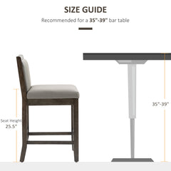 Set of 2 Counter Height Bar Stool PU Leather Kitchen Stool - Grey