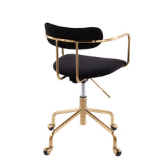 Contemporary Office Chair - Gold Metal and Black Velvet