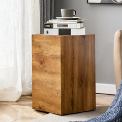 Rustic Minimalist Cube Side Table - Wood
