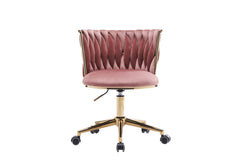 Upholstered Home Office Desk Chairs with Adjustable Swivel Wheels - Pink