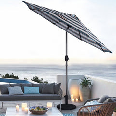 Black And White Umbrella Outdoor Patio Adjustable 9 Ft Patio Umbrella With Tilt Beach Garden