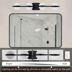 Vanity Lights With 4 LED Bulbs For Bathroom Lighting - Black